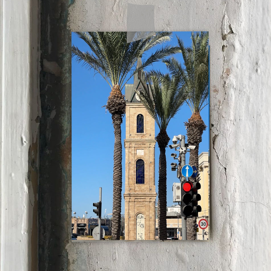 THIS IS TEL AVIV Israel Souvenir — City Miniature featuring the iconic Jaffa tower and palm trees.