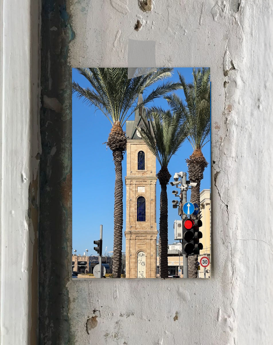 THIS IS TEL AVIV Israel Souvenir — City Miniature featuring the iconic Jaffa tower and palm trees.