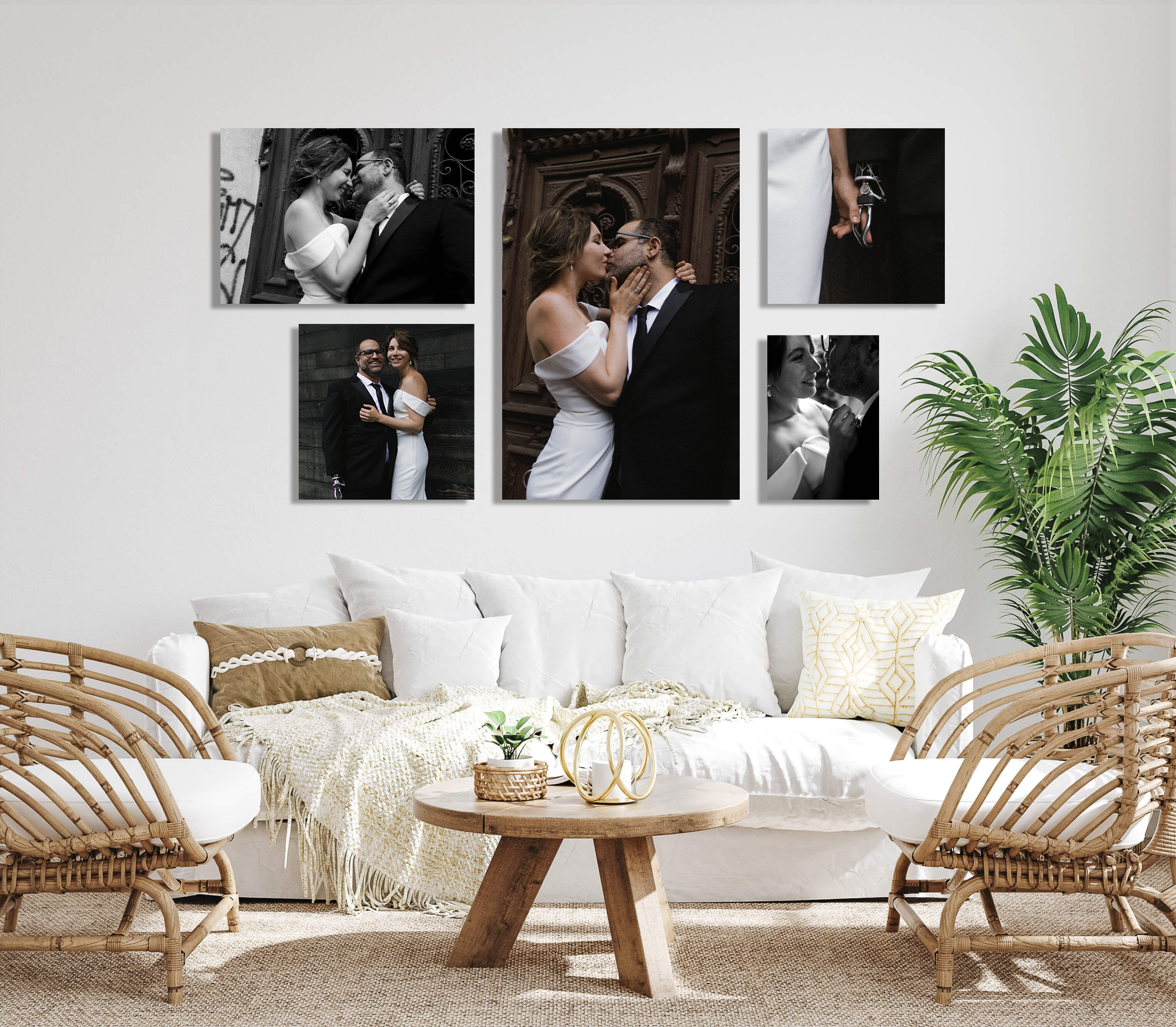 Family photos printed on HD Metal displayed in living room