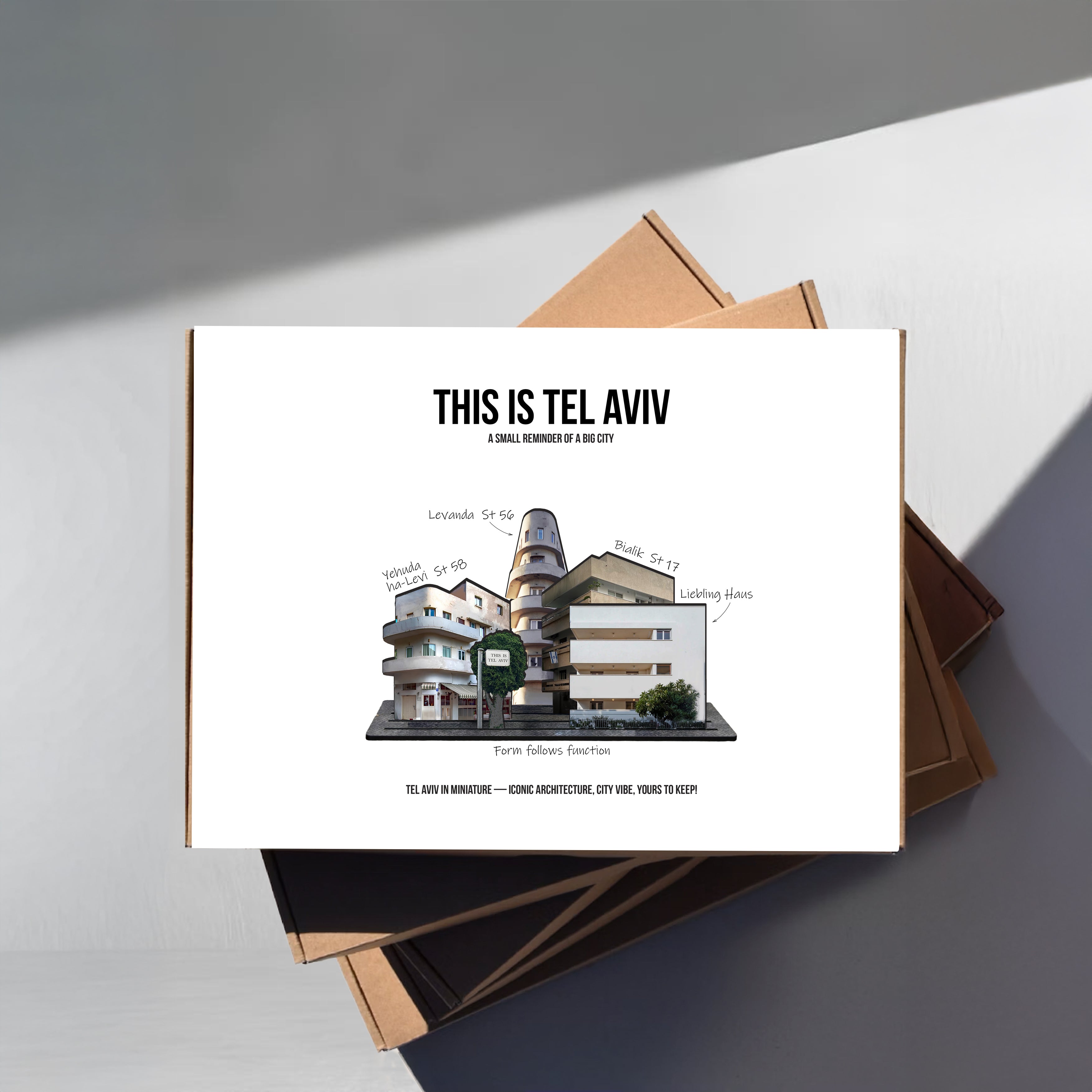 THIS IS TEL AVIV — Wooden Miniature showcasing iconic Tel Aviv architecture and modernist design principles.