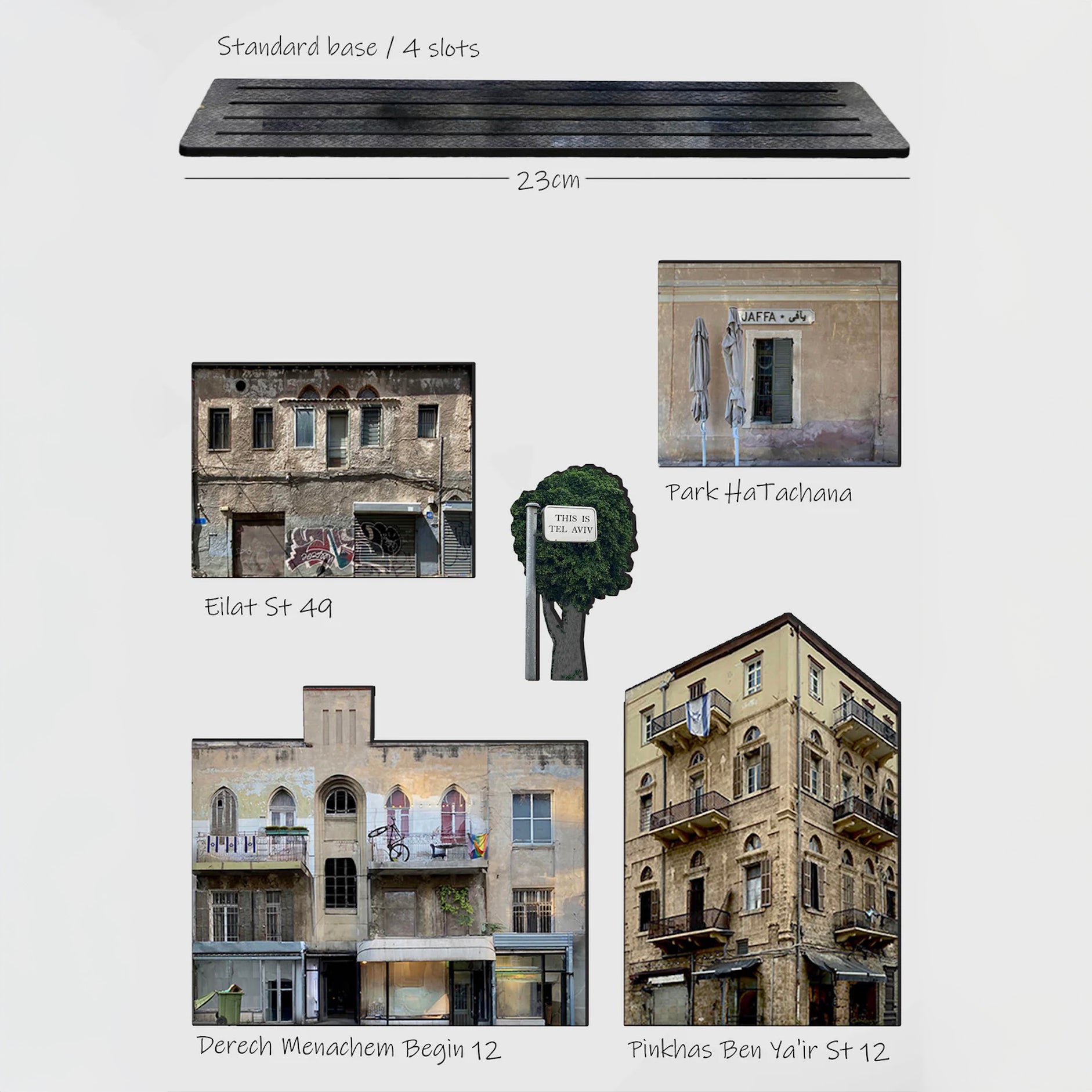 THIS IS TEL AVIV — Wooden Miniature showcases iconic locations like Park HaTachana and Der ech Menachem Begin.