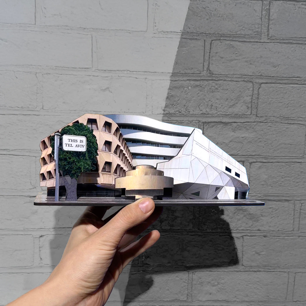 THIS IS TEL AVIV Israel Souvenir — Architecture Miniature showcasing modern buildings in Tel Aviv.