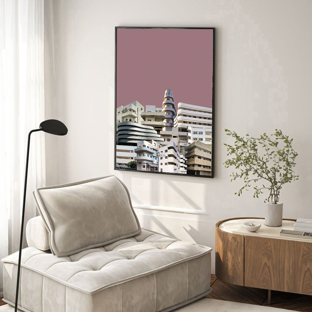 Printed poster - Layers of Tel Aviv - Dusty pink