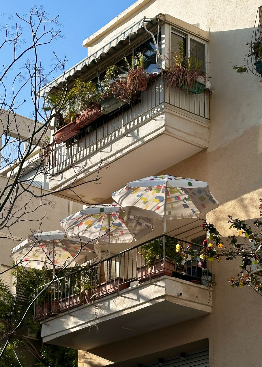 Beach Umbrellas at Terrace — Tel Aviv Photo Print — Israel Wall Art