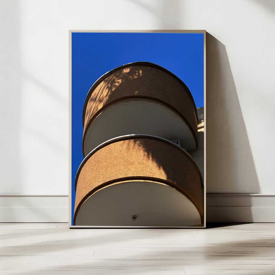 Rounded Bauhaus Terrace — Tel Aviv Photography Print — Israel Wall Art