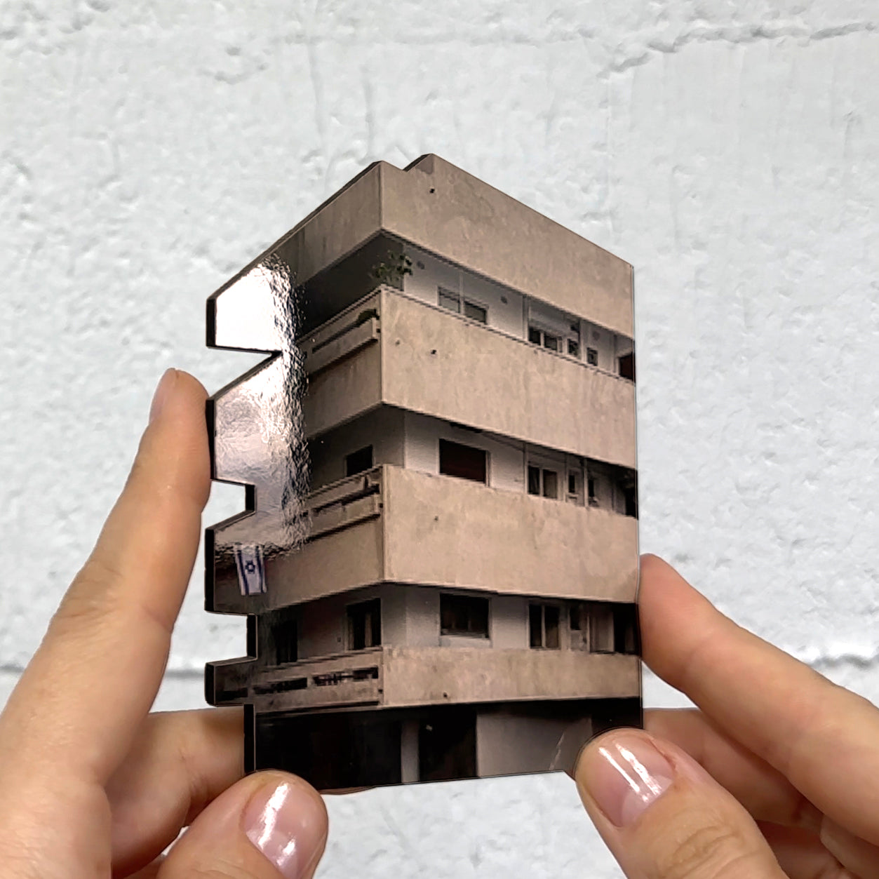 THIS IS TEL AVIV Israel Souvenir — Bauhaus Miniature showcasing a modernist building in Tel Aviv.
