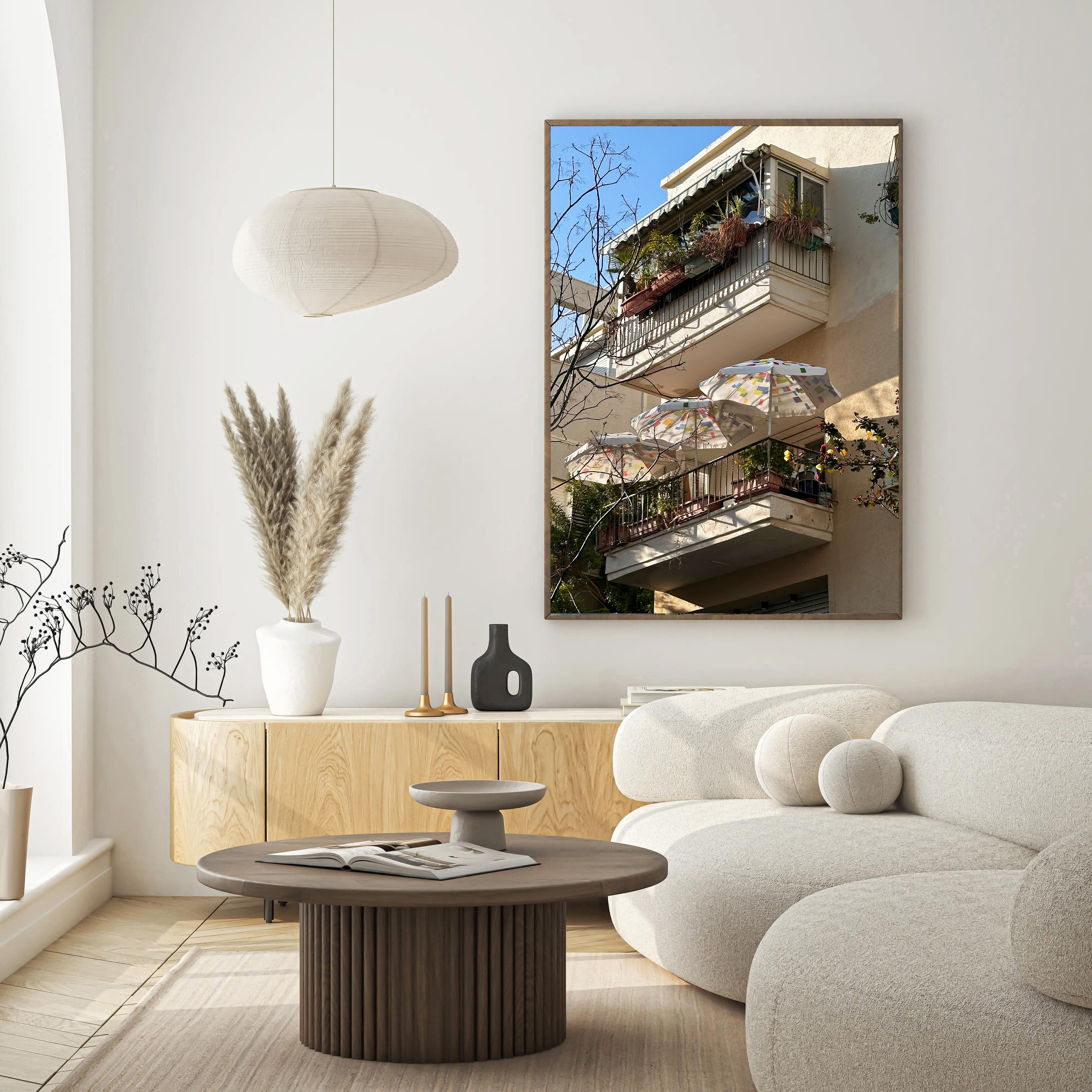 Beach Umbrellas at Terrace — Tel Aviv Photo Print — Israel Wall Art