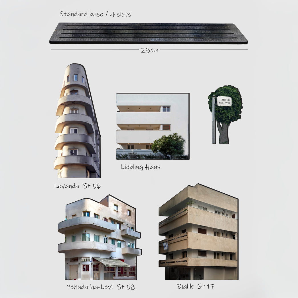 THIS IS TEL AVIV Israel Souvenir — Bauhaus Miniature featuring iconic buildings and standard base design.