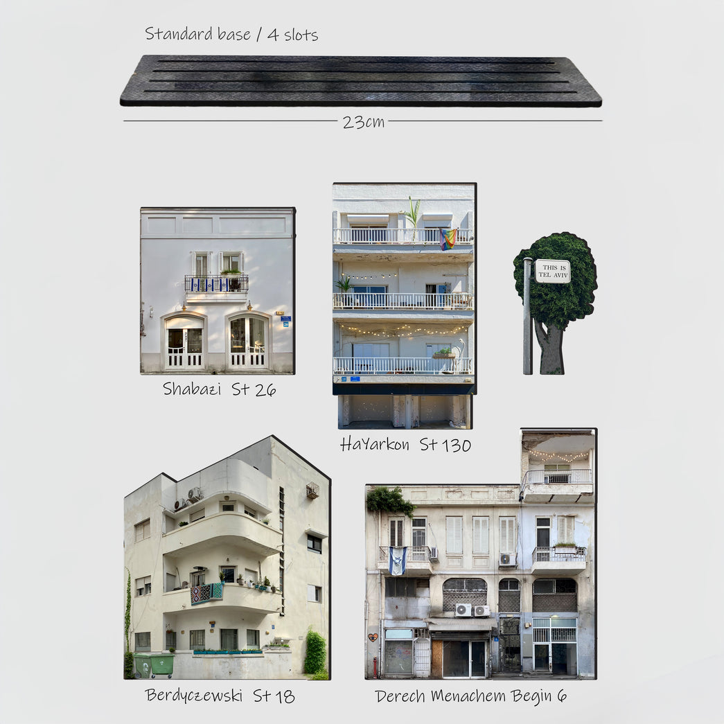 THIS IS TEL AVIV Israel Souvenir — City Miniature showcasing diverse architecture including Shabazi, HaYarkon, and Berdyczowski.