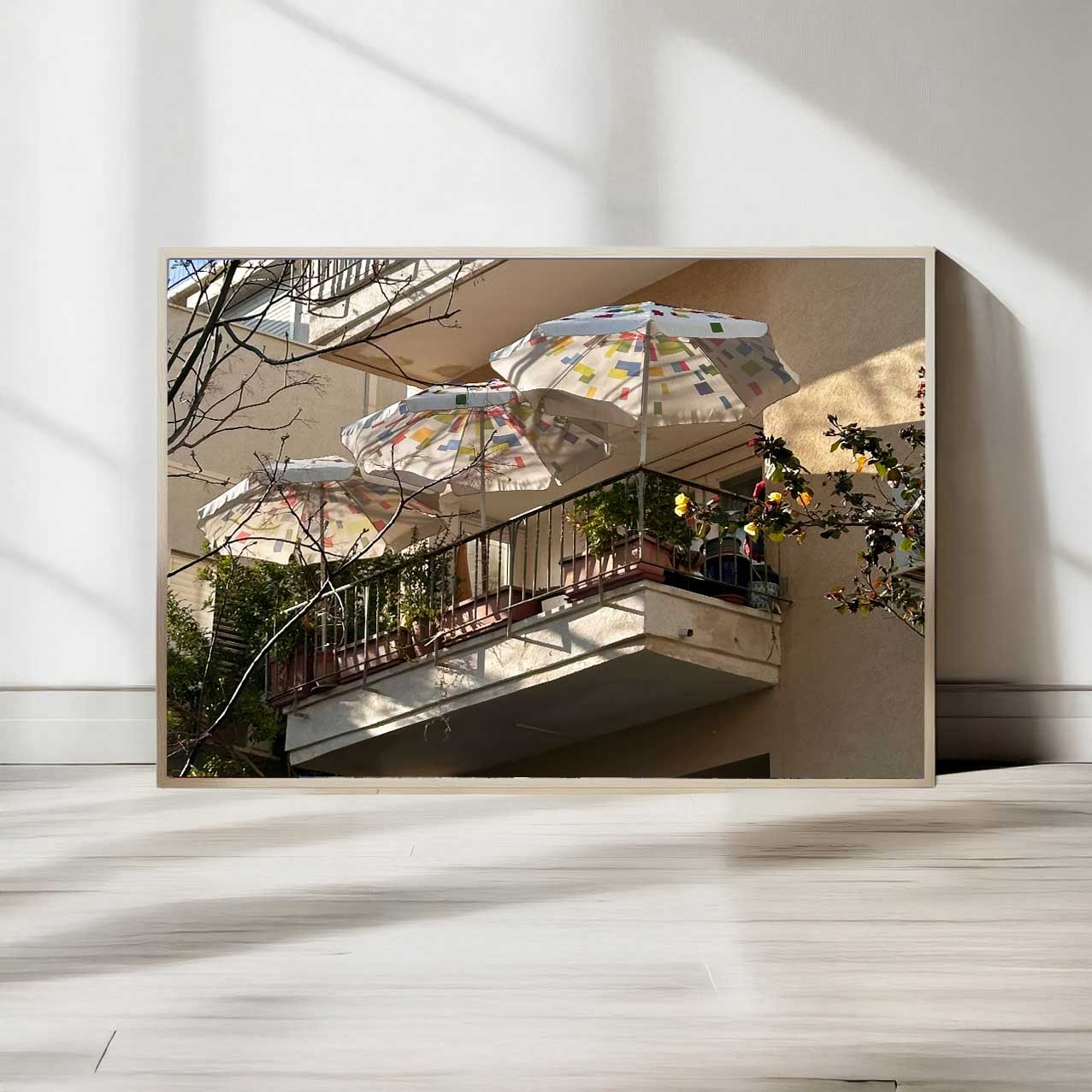 Beach Umbrellas at Terrace LS — Tel Aviv Photo Print — Israel Wall Art