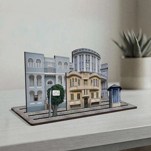 THIS IS TEL AVIV — Wooden Miniature showcasing iconic architecture and detailed designs reflecting Tel Aviv's unique character.